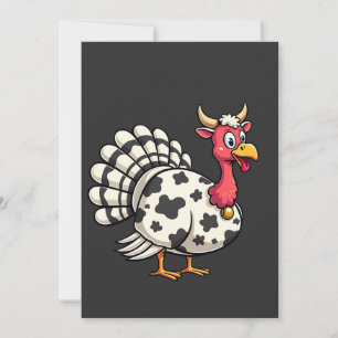 Invitation Thanksgiving Turkey Moo Cow Head Fundy Fall Family