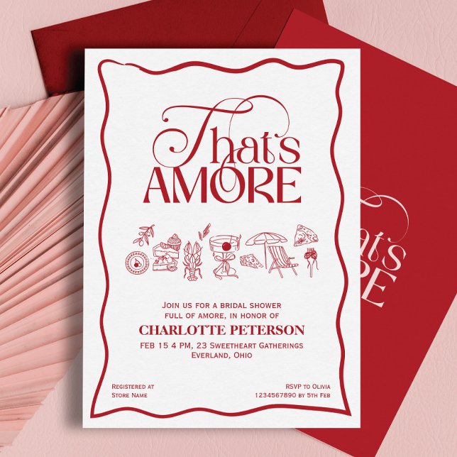 Invitation That’s Amore Red hand drawn Bridal Shower invite (Créateur téléchargé)