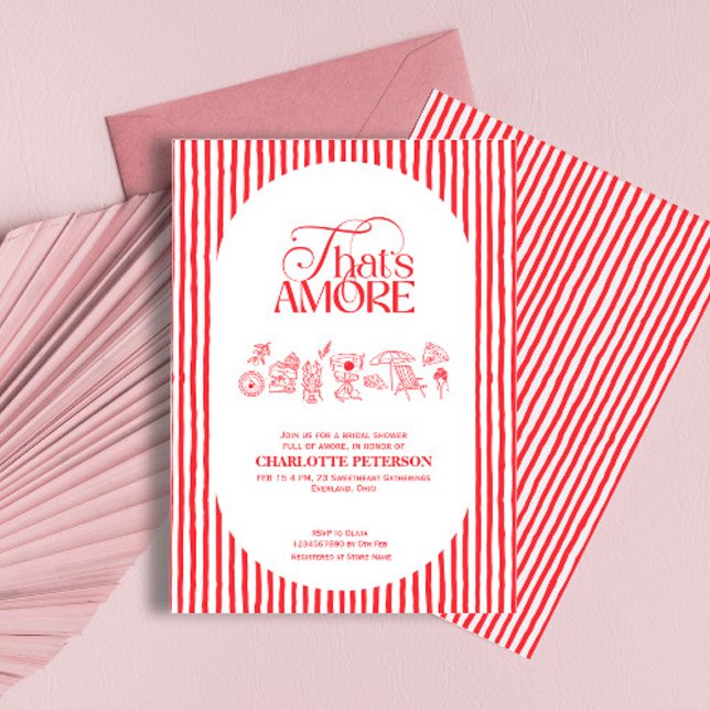 Invitation That’s Amore Red stripes Bridal Shower invite (Créateur téléchargé)