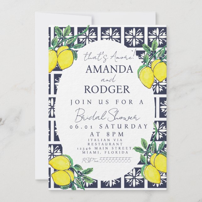 Invitation That's Amore Aquarelle Italienne Lemon Mariage  (Devant)