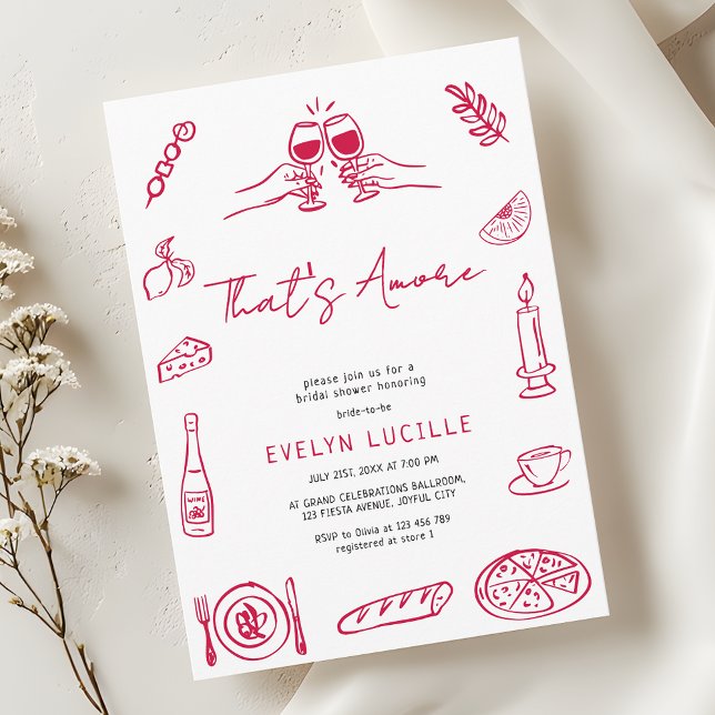 Invitation That's Amore Hand Drawn Quirky Retro Bridal Shower (Créateur téléchargé)
