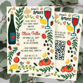 Invitation That's Amore Italian Food CUSTOM Bridal Shower QR