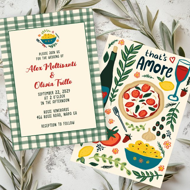 Invitation That's Amore Italian Food CUSTOM Plaid Wedding (That's Amore Italian Food CUSTOM Plaid Wedding Invitation
)