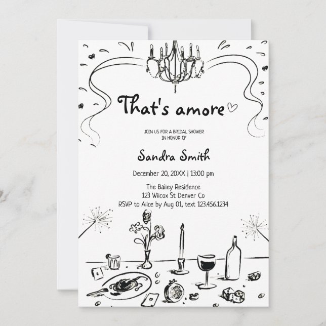 Invitation That's Amore Mariage Dessiné à la Main Shower  (Devant)