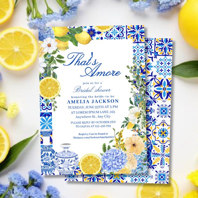 Invitation Thats amore mediterranean blue tiles bridal shower (Créateur téléchargé)