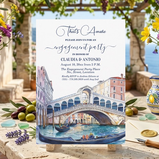 Invitation That's Amore Watercolor Venice Engagement Party (Créateur téléchargé)