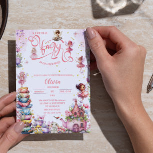 Invitation thé à Baby shower fleuri rose