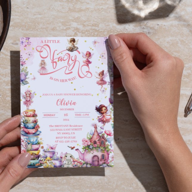 Invitation thé à Baby shower fleuri rose (Créateur téléchargé)