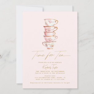 Invitation Thé à la Chinoiserie Rose pour une Mariée