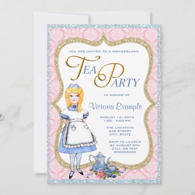 Invitation Thé à la fête de Wonderland (Devant)