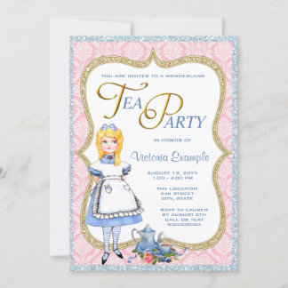 Invitation Thé à la fête de Wonderland