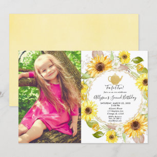 Invitation Thé à la fête du thé Sunflower pour deux ans photo
