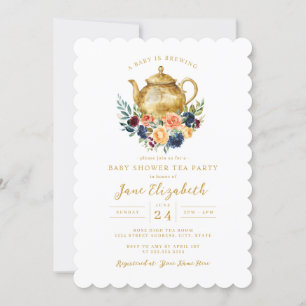Invitation Thé à la Fleur Fête Prénatale Un Bébé se Prépare F