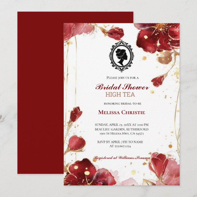 Invitation thé à la garden-party, beaux pastels doux (Devant / Derrière)
