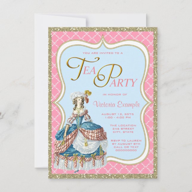 Invitation Thé à la Marie Antoinette (Devant)