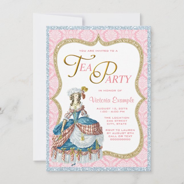 Invitation Thé à la Marie Antoinette (Devant)