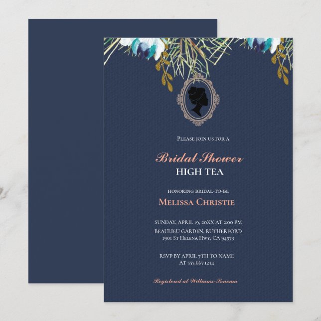 Invitation thè à la menthe jardin fête,beaux pastel doux  (Devant / Derrière)