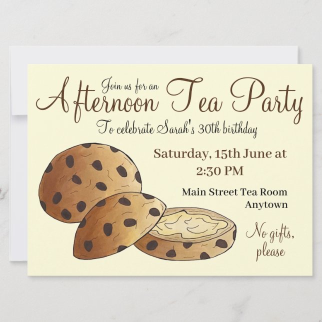 Invitation Thé à la mi-journée Fête de douche Gâteaux britann (Devant)