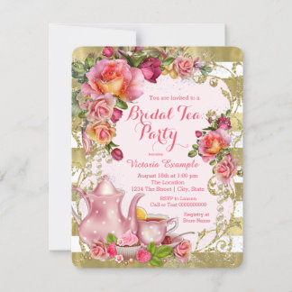 Invitation Thé à la rose et à l'or