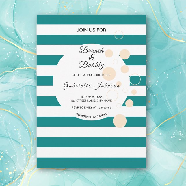 Invitation Thé à l'écume de la mariée aux rayures sarcelles e (Créateur téléchargé)