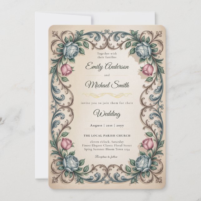 Invitation The Anne Elliot Quiet Romance Floral Wedding  (Devant)