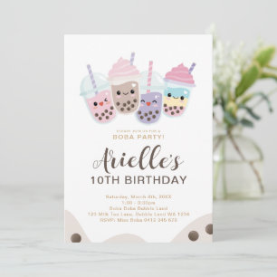 Invitation Thé au lait bulles Boba Minimaliste Mignon