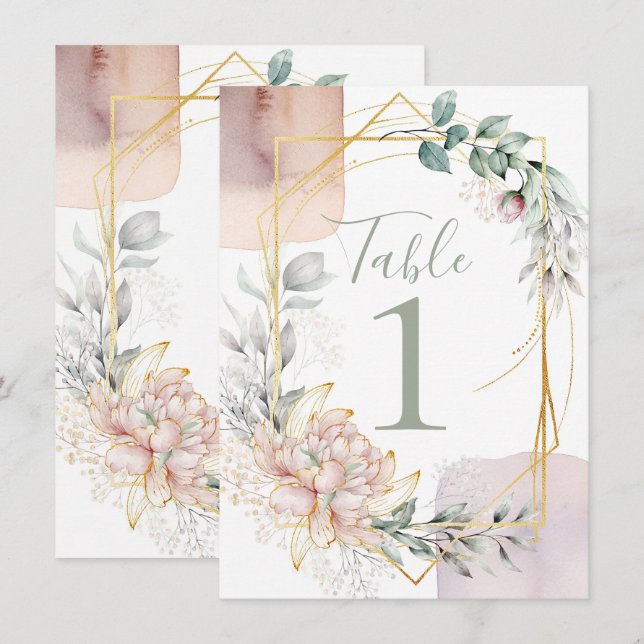 Invitation The Aureate Frame Mauve Floral Greenery Wedding  (Devant / Derrière)