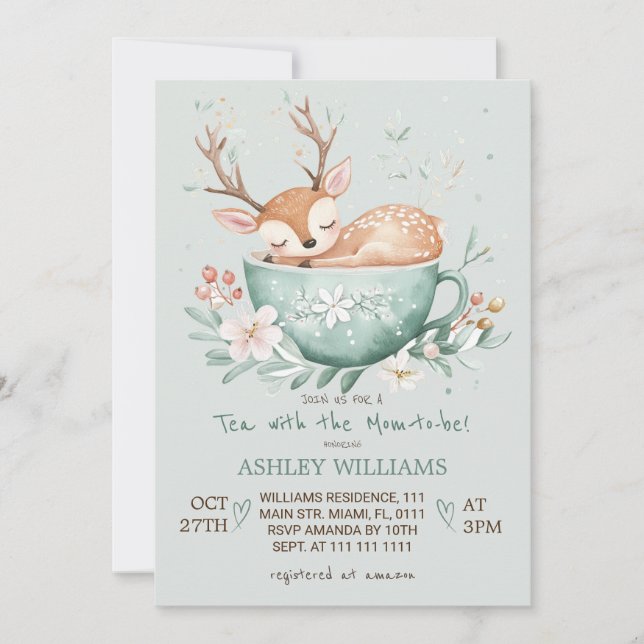 Invitation Thé avec la future maman Baby Shower (Devant)