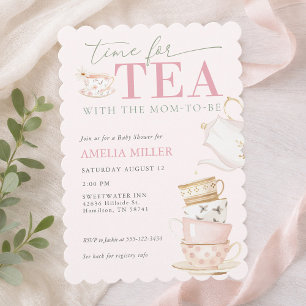 Invitation Thé avec la future maman Fille Baby Shower