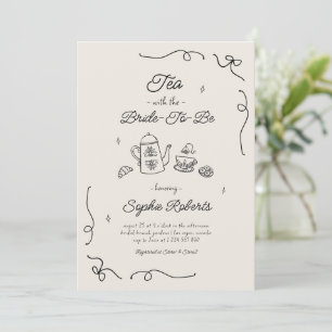 Invitation Thé avec la future mariée Shower Mariage dessiné à