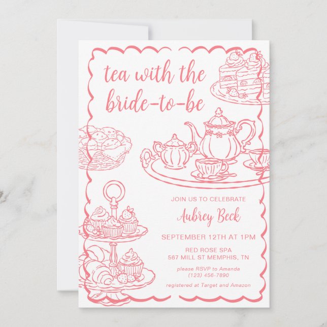 Invitation Thé avec la future mariée Tea Party Enterrement de (Devant)
