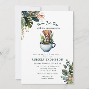 Invitation Thé avec Maman   Baby Shower sur le thème des anim