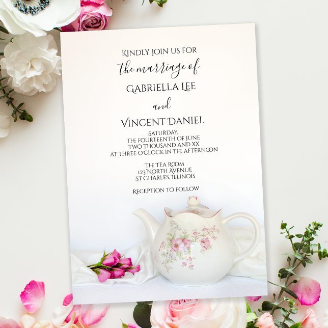 Invitation Thé avec Roses Rose Mariage Tea Party (Créateur téléchargé)
