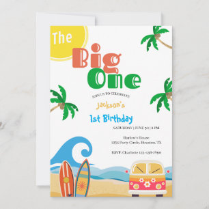 Invitation The Big One Beach Surf 1st Birthday