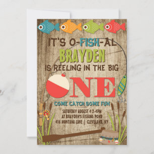 Invitation The Big One Fishing Theme Boys First Birthday