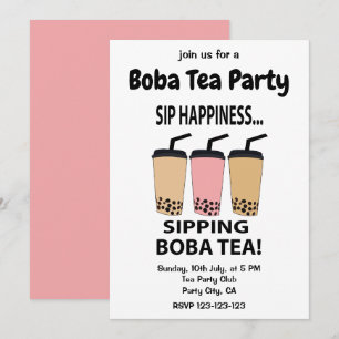 Invitation Thé Boba Thé aux bulles Fête de thé Boba