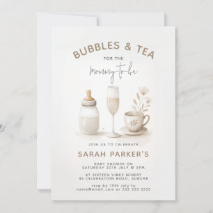 Invitation Thé & Champagne Baby shower neutre