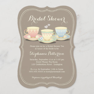 Invitation Thé chic de Fête de la mariée de trio de tasse de