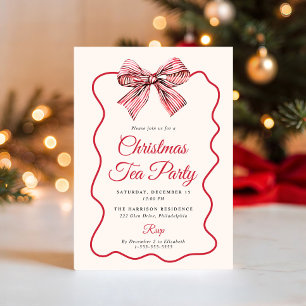 Invitation Thé dansant de Noël au nœud coquet