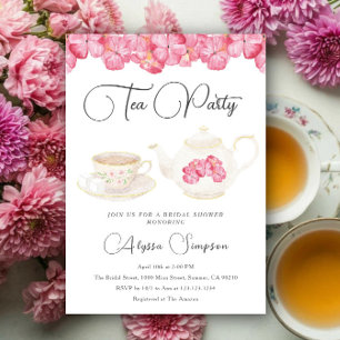 Invitation Thé dansant floral aquarelle pour enterrement de v