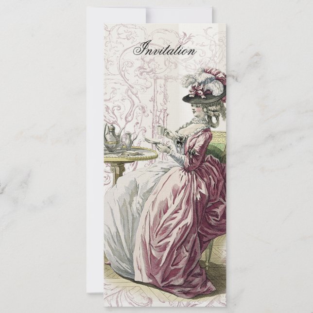 Invitation Thé d'après-midi sur lin (Devant)