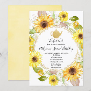 Invitation Thé de fête Sunflower pour deux ans