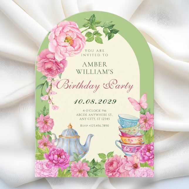 Invitation Thé de fleur coup jardin anniversaire (Créateur téléchargé)
