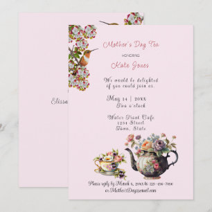 Invitation Thé de la Fête des Mères Aquarelle Teapot et Teacu