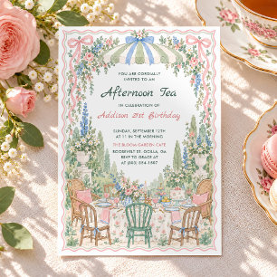 Invitation Thé de l'après-midi Anniversaire Fête de Jardin Fl