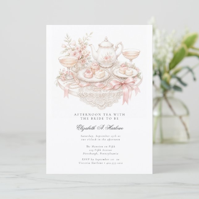 Invitation Thé de l'après-midi avec la future mariée Shower d (Debout devant)