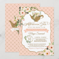 Thé de l'après-midi Luxueux Blush Floral Fête des