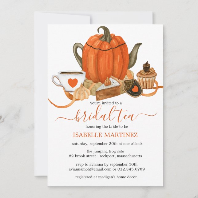 Invitation Thé de mariage automnal citrouille (Devant)