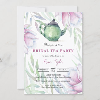 Invitation Thé de mariage floral au magnolia élégant
