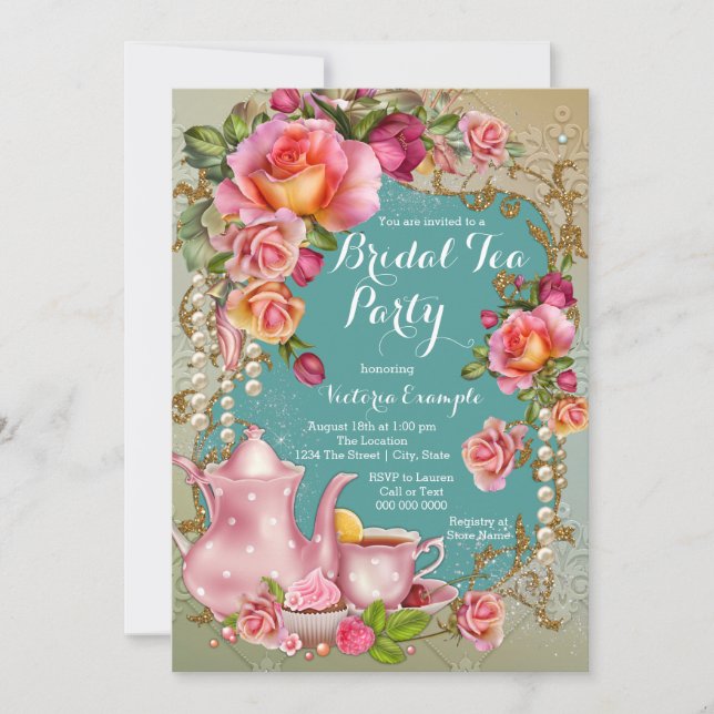 Invitation Thé de mariage Rose Pearl (Devant)